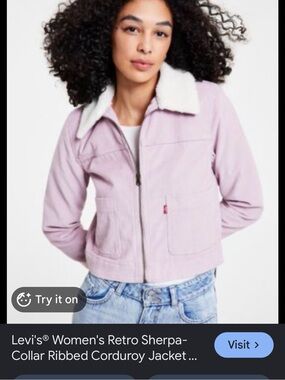 Levi's Pink Corduroy Jacket with White Sherpa Collar